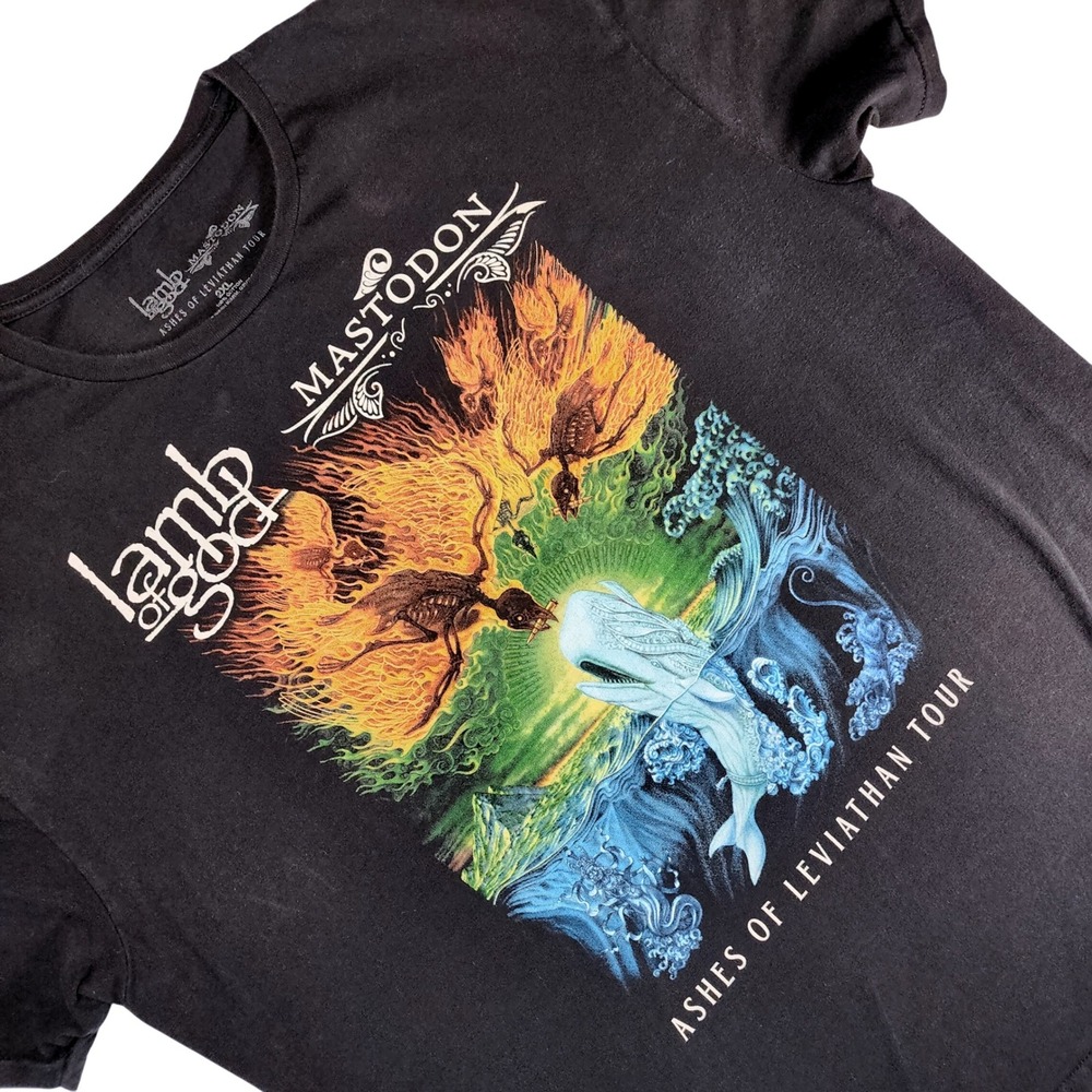 Lamb Of God Mastodon Ashes Of Leviathan Tour 2024 T Shirt Black Graphic Band 2XL